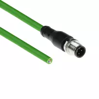 ACT Industrial jutiklio kabelis 5 m M12D 4 kontaktų kištukas į atvirą galą, Superflex Xtreme TPE, ekranuotas