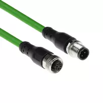 ACT Industrial 1,50 m jutiklio kabelis M12D 4 kontaktų kištukas į M12D 4 kontaktų lizdą, Superflex Xtreme TPE, ekranuotas