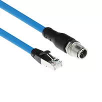 ACT Industrial 1,50 m jutiklio kabelis M12X 8 kontaktų kištukas į RJ45, Superflex SF/UTP TPE, ekranuotas