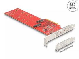 DeLOCK PCI Express x8 kortelė su 2 vidiniais NVMe M.2 Key M lizdais 110 mm, bifurkacija, Low Profile