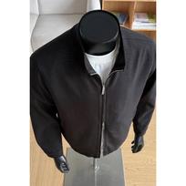 Plus Size Stand Collar Hong Kong Style Long Sleeve Jacket For Men 5XL abrikosas