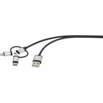 USB laidas Renkforce RF-4600467 0,5 m USB A USB C/Micro-USB B/Lightning pilkas