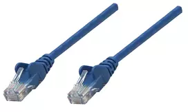 Intellinet tinklo jungiamasis kabelis Cat5e, 0,25 m, mėlynas, CCA, U/UTP, PVC, RJ45, paauksuoti kontaktai, su apsauga nuo užkabinimo, su batu, viso gyvenimo garantija