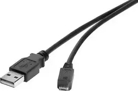 Renkforce USB 2.0 kabelis USB-A į Micro-B, 3 m, juodas, auksuoti kontaktai (1574809)