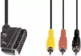 Vaizdo kabelio adapteris e+p VC 119 1,5 m SCART (21 kontaktų) 3 x RCA juodas