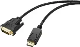 Renkforce DisplayPort / DVI adapterio laidas, DisplayPort kištukas, DVI-D 24+1 kontaktų kištukas, 1,80 m, juodas RF-5771518, PVC apvalkalas