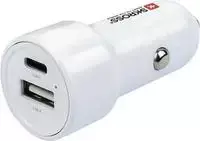 SKROSS Dvigubas automobilinis įkroviklis 65W PD su USB-C laidu baltas (SKCHCA0365WPDCN)