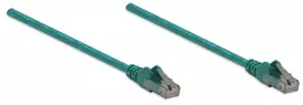 Intellinet tinklo kabelis, Cat6, 10 m, žalias, CCA, U/UTP, PVC, RJ45, auksuoti kontaktai, su apsauga nuo užkabinimo, su gaubtuku, garantija visam laikui