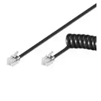 Wentronic Goobay Telefono ragelio spiralinis laidas CCA (varis aliuminiu), juodas, 7 m - RJ10 (4P4C) kištukas į RJ10 (4P4C) (68003)