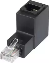 Renkforce 1362471 RJ45 tinklo adapteris, Cat 5e, 90° kampu aukštyn, RJ45 kištukas į RJ45 lizdą, juodas