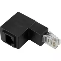 Renkforce 1362472 RJ45 tinklo adapteris, Cat 5e, 90° kampu žemyn, RJ45 kištukas–RJ45 lizdas, juodas