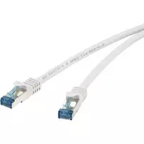 Renkforce 1381760 RJ45 tinklo kabelis, Cat6a S/FTP, 0,5 m, su fiksatoriaus apsauga, liepsną stabdantis, pilkas
