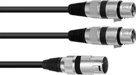 Garso kabelis XLR 3 kontaktų kištukas į 2 x XLR 3 kontaktų lizdus Omnitronic 30225210