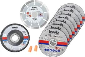 Pjovimo diskų rinkinys KWB 712041 Starter Set 10 vnt. plokščias centras plytoms, marmurui, plienui
