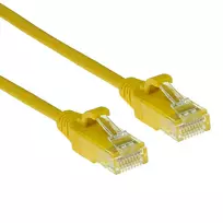 ACT geltonas 0,15 m LSZH U/UTP CAT6 plonas pataisymo kabelis su apsaugotais RJ45 kištukais