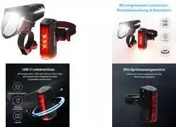 Dviračio žibintų rinkinys FISCHER FAHRRAD PLUS 110 TWIN STOP LED Juodas, priekinis ir galinis LED žibintai