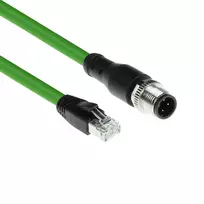 ACT Industrial 5.00 m sensorinis kabelis M12D 4 kontaktų vyriškas stačiu kampu į RJ45 vyrį, Superflex Xtreme TPE, ekranuotas