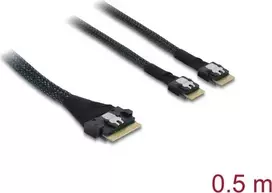 DELOCK PCIe 4.0 plonas SAS SFF-8654 į 2× SFF-8644 (4i) laidas 0,5 m