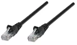 Intellinet tinklo jungiamasis laidas Cat5e, 2 m, juodas, CCA, U/UTP, PVC, RJ45, auksu dengti kontaktai, be užkablių, su apsauginiu gaubtu, viso gyvenimo garantija