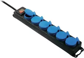 Ilgintuvas AS Schwabe 38606 – 6 lizdų elektros pratęsimas su jungikliu, juodas/mėlynas