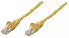 Intellinet tinklo jungiamasis kabelis Cat6, 0,25 m, geltonas, CCA, U/UTP, PVC, RJ45, auksuoti kontaktai, apsaugotas nuo užkliuvimo, su gaubteliu, garantija visam laikui