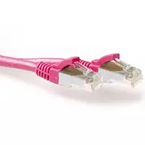ACT Pink 5.00 metro SFTP CAT6A pataisos laidas, apsaugotas nuo užsikabinimo, su RJ45 jungtimis