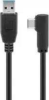 Wentronic goobay USB kabelis – USB A (kištukas) į USB-C (kištukas) kampuotas – USB 3.0 – 50 cm – apvalus – juodas (66500)