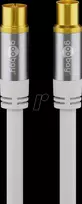 Goobay TV antenos laidas (135 dB tipas), 4x ekranuotas, 3 m, baltas, auksuotas, koaksialinis lizdas > kištukas (70318)