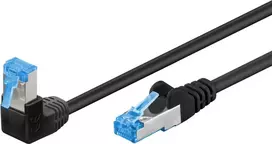 Goobay CAT 6A Patch Laidas 1x 90° kampu, S/FTP (PiMF), Juodas, 3 m - fiksavimo liežuvėlis viršuje, LSZH Halogen-Free, Varis (51559)