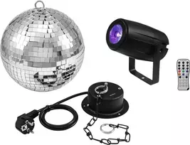 Disko kamuolio rinkinys EUROLITE 20 cm su motoru ir PST-5 QCL Spot LED