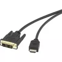 Renkforce HDMI / DVI adapterinis laidas, HDMI-A kištukas, DVI-D 18+1 kontaktų kištukas, 5.00 m, juodas RF-4212219, auksuoti kontaktai, varžtinis fiksavimas