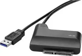 Renkforce 1490972 kietojo disko adapteris, USB 3.0 A kištukas į SATA kombinuotą 7+15 kontaktų kištuką, 0,3 m, juodas