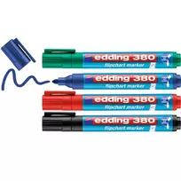 Markeris Edding 380, smailusis antgalis, juoda, mėlyna, žalia, raudona