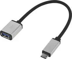 Renkforce RF-4888284 USB laidas 0,15 m 3.2 Gen 1 (3.1 Gen 1) USB C USB A juodas - sidabrinis (RF-4888284)