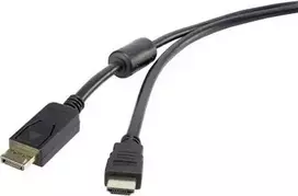 Renkforce RF-3301446 Laido sąsajos / lyties adapteris DisplayPort į HDMI, juodas (RF-3301446)