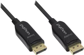 Optinis hibridinis DisplayPort 1.2 jungiamasis kabelis, 4K2K / UHD 60Hz, auksuoti kištukai ir variniai kontaktai, juodas, 100m, PYTHON® serija (GC-M0180)