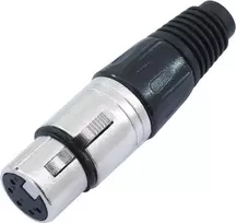 XLR 5 kontaktų jungtis Omnitronic 30208425, juoda, 5 kontaktų moteriška panelinė/linijinė jungtis