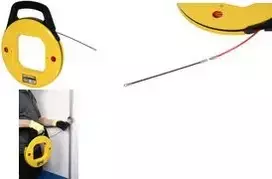 Kabelių traukimo juosta su būgnu C.K Tools 495050 — nailonas 4 mm skersmens, 10 m, lanksti kreipiamoji galvutė, raudona