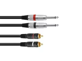 Omnitronic 30225213 kabelis-adapteris, 2x jack – 2x RCA, 1,5 m, juodos spalvos