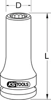 KS Tools E20 ilgas Torx lizdas 3/4 colio pavarai (460.1502)