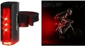 Galinis LED dviračio žibintas FISCHER PLUS TWIN STOP Aliuminis su žemės apšvietimu