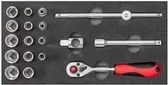 Veržliarakčių rinkinys gedore red R22150020, 18 dalių komplektas su reketu ir antgaliais