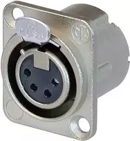 Neutrik NC4FD-LX – 4 kontaktų lizdinė jungtis, sidabrinė, 26–31 mm