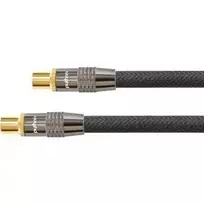 SAT antenos laidas, IEC/Koax kištukas ir lizdas auksuoti, ekranavimo lygis 120 dB, 75 omų, nailono pynė juoda, 30 m, PYTHON® serija (GC-M2020)