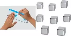 Neodimio magneto kubas sigel B3101 10×10×10 mm nikeliuotas – tvirtas laikymas užrašams ir demonstracijoms