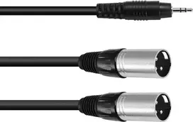 Garso adapterio kabelis Omnitronic 1x 3,5 mm TRS į 2x 3 kontaktų XLR, 1,5 m