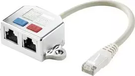 Renkforce RJ45 tinklo T-adapteris CAT 5e [2x RJ45 lizdas - 1x RJ45 kištukas] 15,00 cm metalinis (RF-4538140)