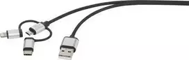 Renkforce USB kabelis USB 2.0 USB-A kištukas, USB-C™ kištukas, USB-Micro-B kištukas, Apple Lightning kištukas 1,00 m tamsiai pilka pintas (RF-3335108)