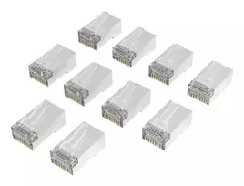 Hama 00300028 RJ45 tinklo jungtys Cat6a STP, sidabrinės/permatomos, 10 vienetų paketas