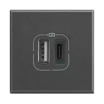 Legrand HS4287C2 kištukinis lizdas su 2x USB, antracitas